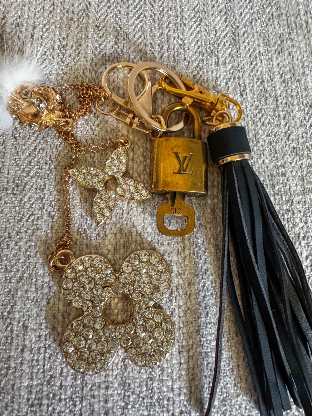 Louis Vuitton Brass Padlock #315 & Key with Custom Bag Charm